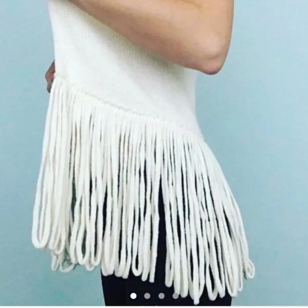 70s Vintage ivory fringe festival cardigan sweater women's xs / small